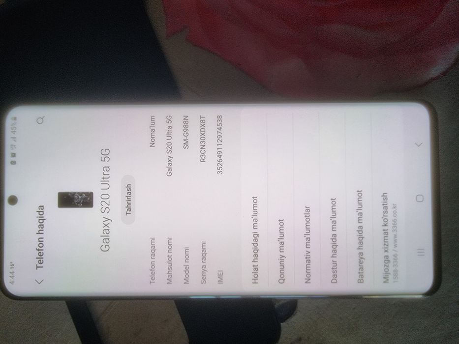 Samsung s20 ultra ideal holatda