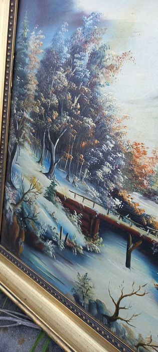 Pictură veche in ulei pe pânză,Austria - 1950