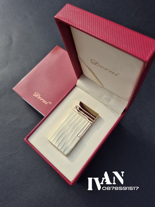 Луксозна газова метална запалка Deruy (два цвята-златиста и  сребриста