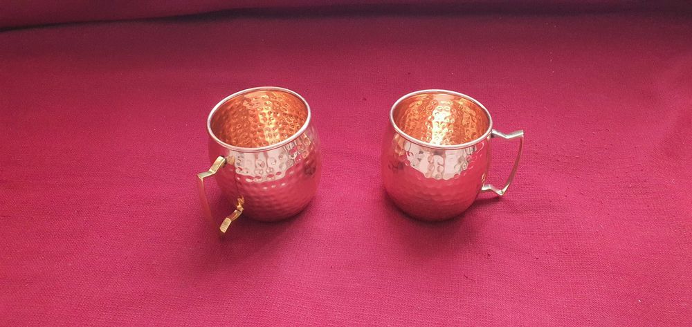 Нови медни чаши с дръжки, 100% чист мед, Moscow Mule, 2 броя в цената!