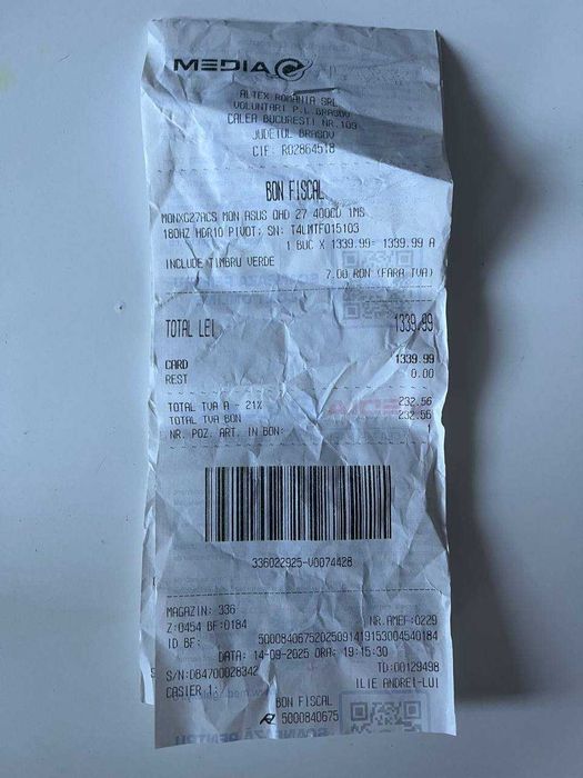 Monitor ASUS ROG Strix XG27ACS 27” QHD 180Hz – ca nou