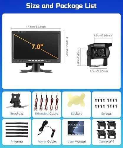 Безжична камера за заден ход 7" IPS монитор 4 камери HD нощно виждане