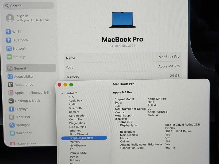 MacBook Pro 14`M4 Pro/14 CPU/20 GPU/24GB RAM/1000GB SSD/Батерия 100% — миниатюра 6
