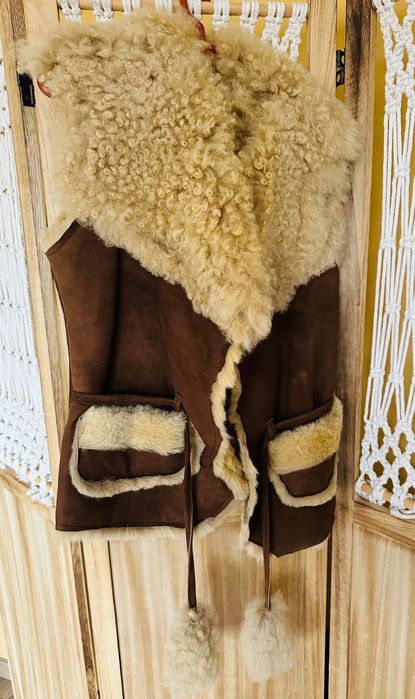 Vesta dama piele & blana miel