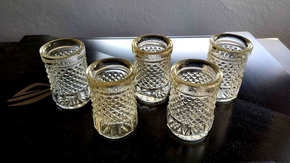 Комплект (5) винтидж чаши за шот от български кристал + 5 бр = 10бр