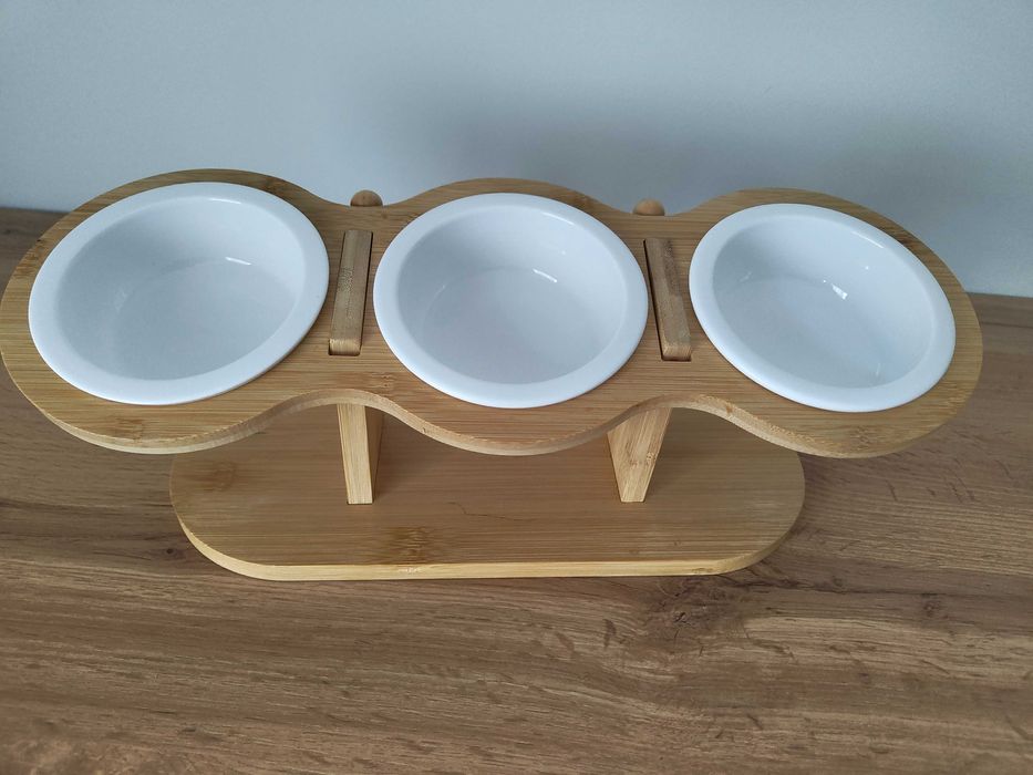 Fântână câini și pisici cu set boluri/castroane în suport