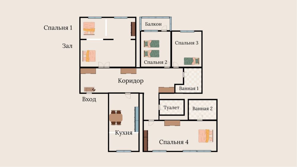 5 ком на Улице Ойбек Центр Города