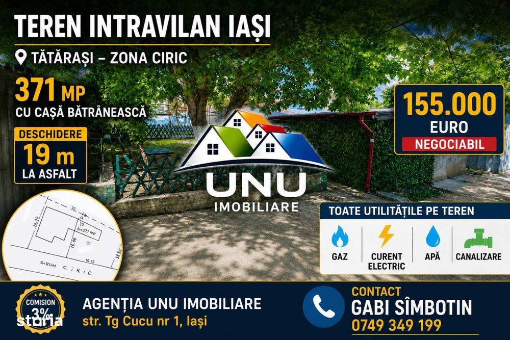Teren intravilan Iasi 371 mp cu casă bătrânească Tătărași – Ciric