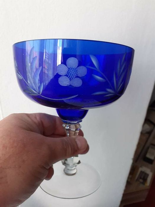 Синя кристална купа,бонбониера