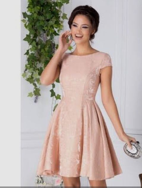 Rochie din jacard roz pudra