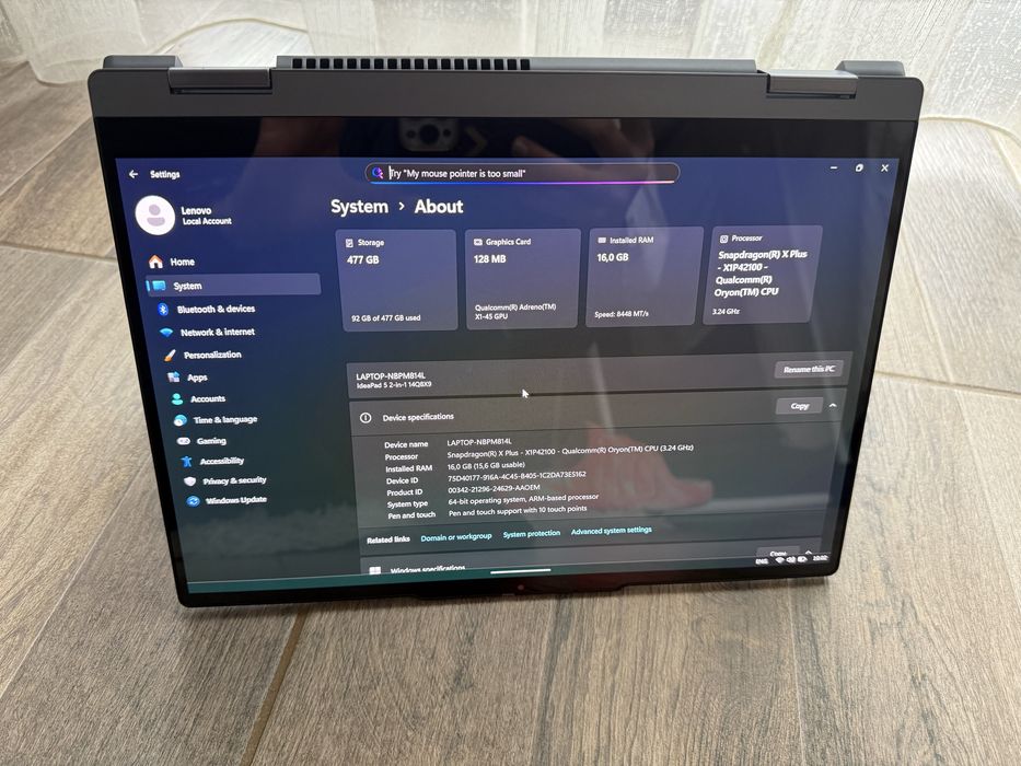 Laptop Lenovo Ideapad 5x 2 in 1 Tableta Oled Touch CoPilot Snapdragon