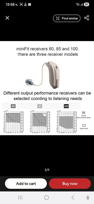 Слухов апарат Oticon Jet 2 miniRITE + подарък 24 батерии, 48 channel