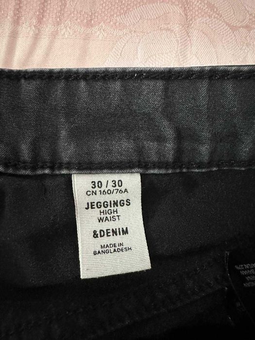 Blugi negri Jeggins cu talie inalta