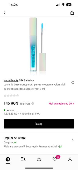 Luciu nou de buze cu efect de mărire Huda Beauty