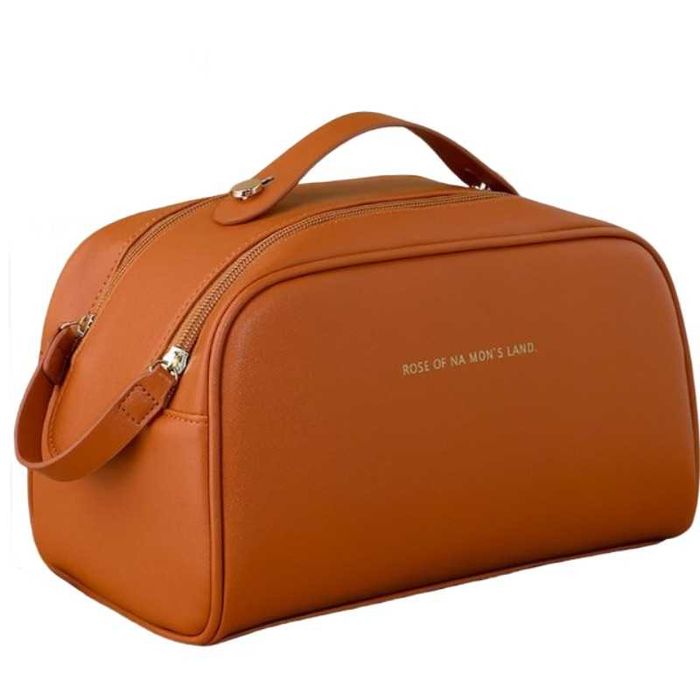 Geanta cosmetice pentru femei, material poliuretan Impermeabila, Maro