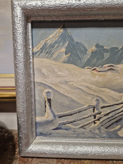 Стара страхотна антикварна авторска картина масло върху платно