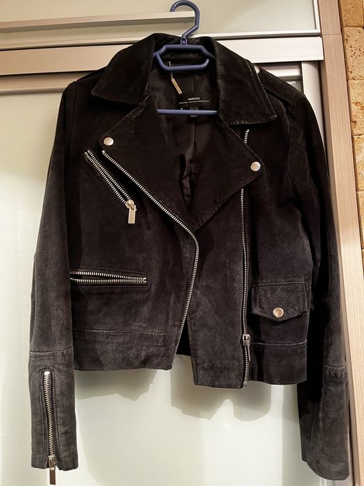 Jacheta neagra piele intoarsa - Mango