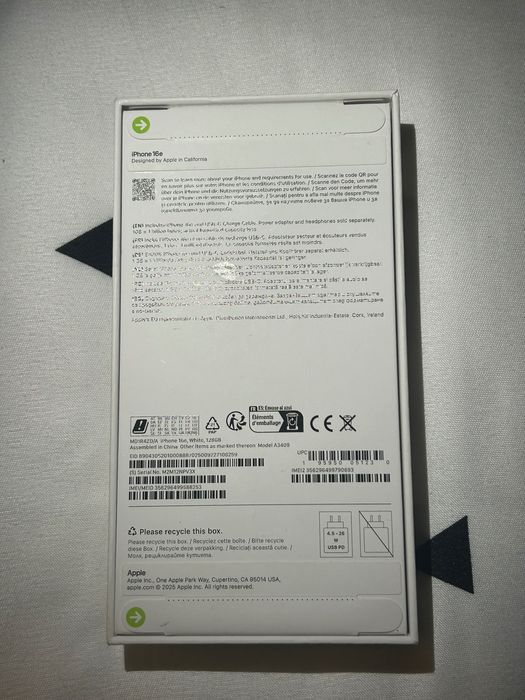 Чисто нов IPhone 16e 128GB White