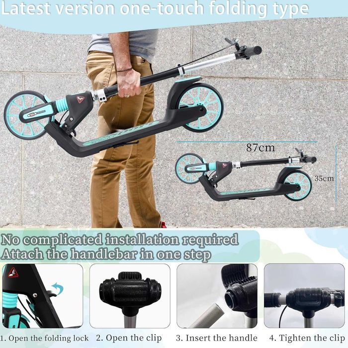 TENBOOM Тротинетка за деца на възраст 8-12 години, възрастни,до 100 кг