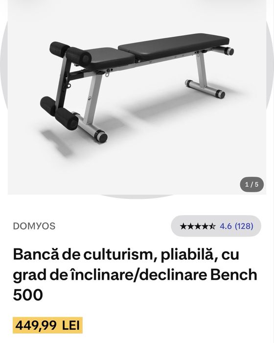 Bancă de culturism pliabilă Bench 500