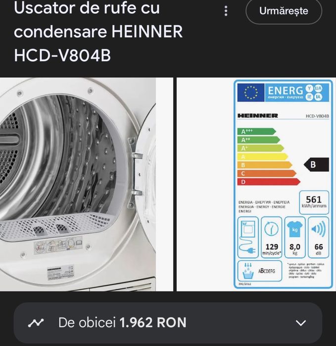 Uscator de rufe Heinner in stare perfectă