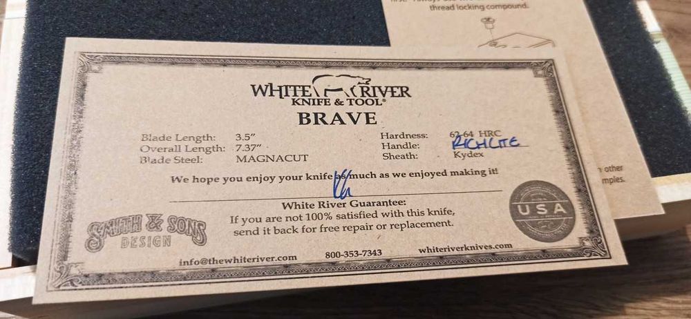 White River Brave CPM-MagnaCut Stonewashed Drop Point Maple Brown & Black Richli