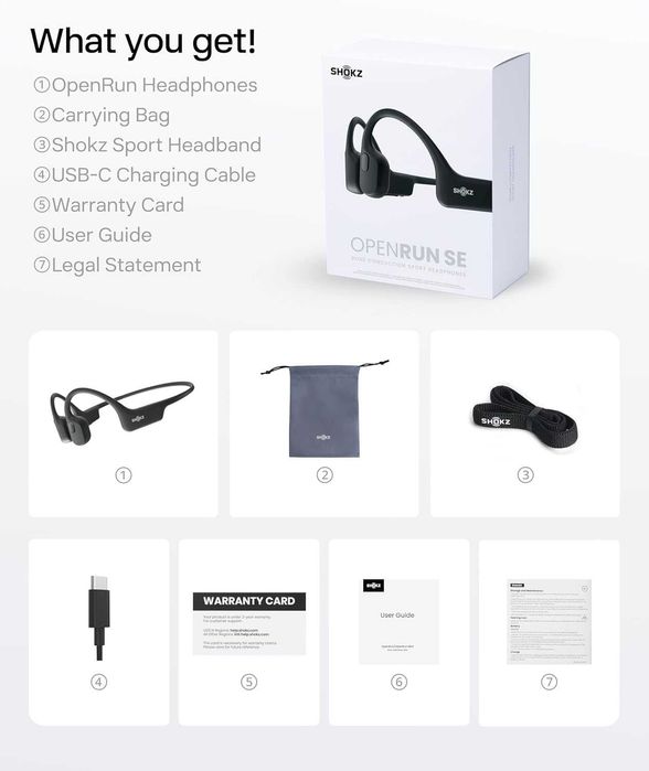 SHOKZ OpenRun Open-Ear Bluetooth Bone Conduction Sport Headphones!