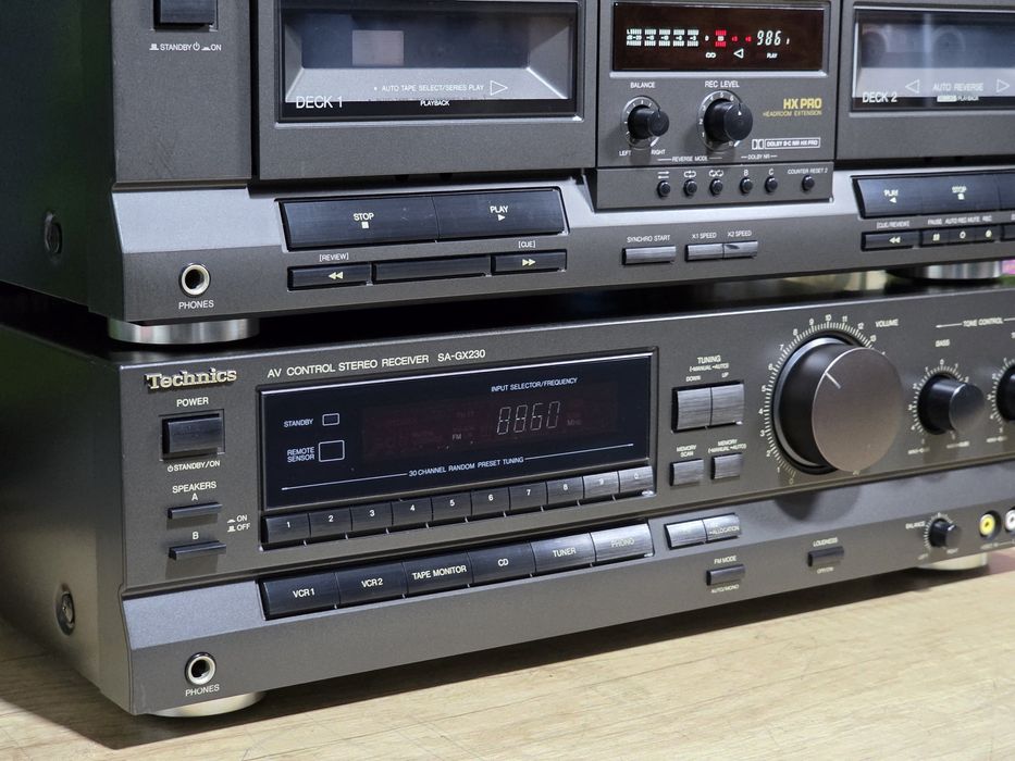 Sistem audio TECHNICS, receiver sa-gx230, dublu deck rs-tr232, cd-player sl-p350, hifi stereo , servisate
