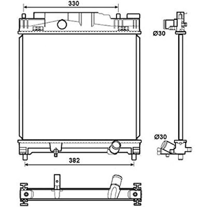 Radiator apa Toyota Iq 2008-2015, 1.0, 1.33, 408x375x16mm, AC: +/-, fagure brazat, OE 1640040220, SRLine