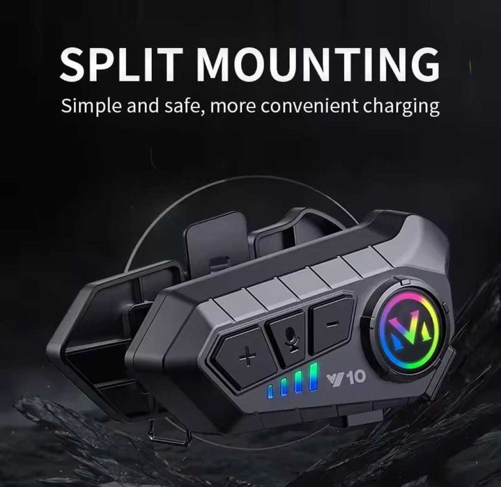 Intercom Sistem Comunicare Casca Moto cu Bluetooth 5.3 1000mAh