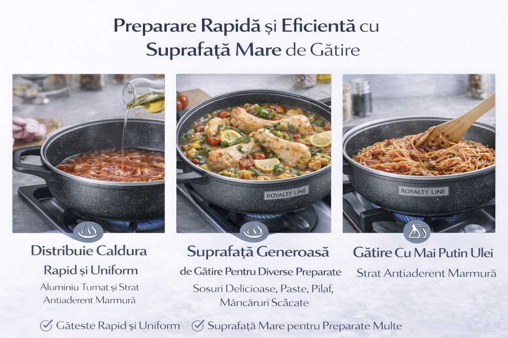 Oala joasa din aluminiu turnat cu capac 28 cm Royalty Line