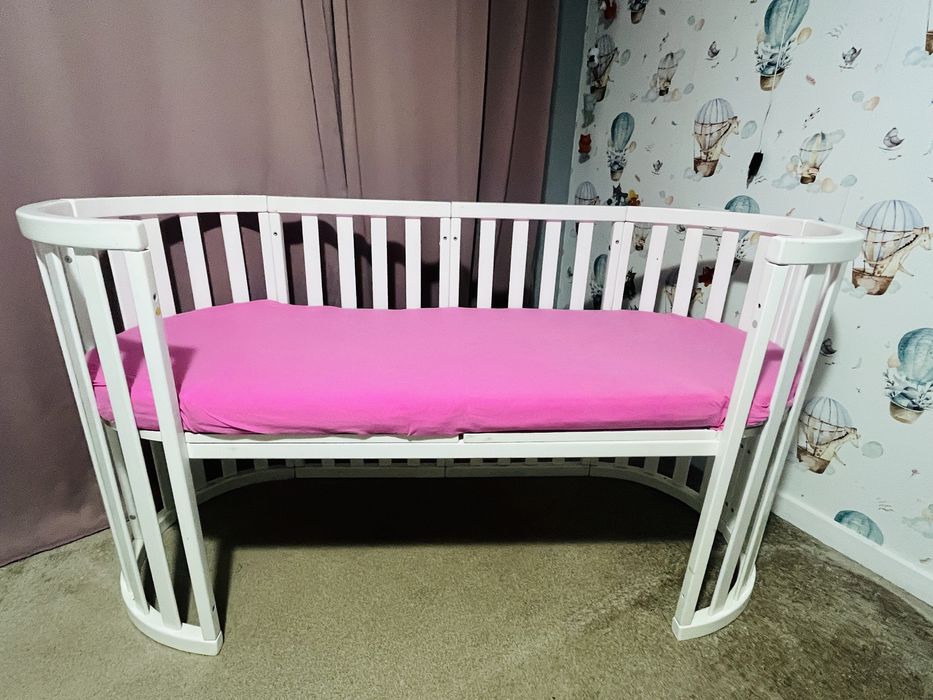 Patut bebe rotund/oval Mon Amie 9 in 1 alb