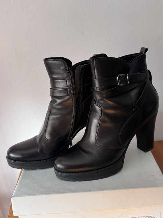 Botine piele naturala, toc 10 cm - stare impecabilă