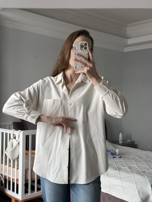 Рубашка Zara белая голубая