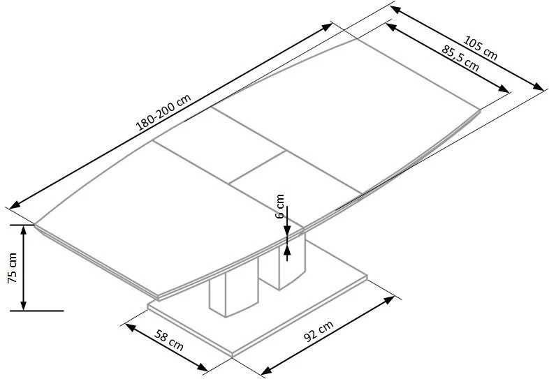 Masă extensibilă LORENZO ALBA Prestige Line HALMAR – ca nouă