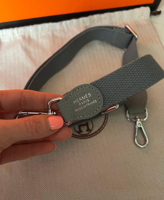 Чанта кожена синя hermes