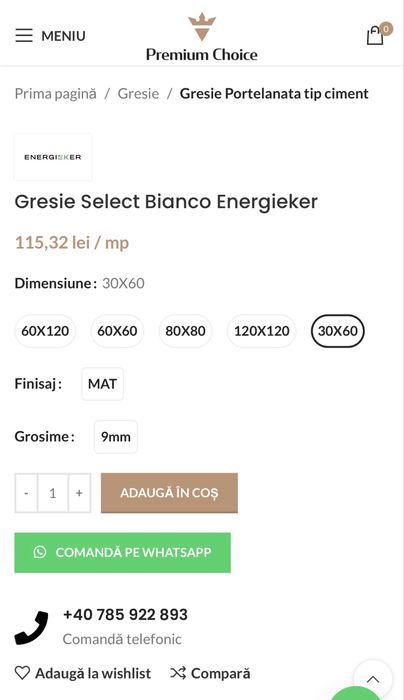Gresie Select Cement Bianco Energieker Italia porțelanată 13,2mp