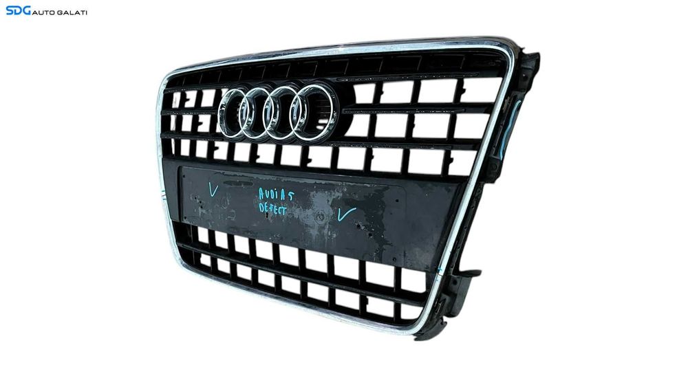 Grila Centrala cu Emblema Sigla de pe Bara Spoiler Fata Audi A5 Sportback 2008 - 2011 Cod 8T0853651B (Urechi de Prindere Lipsa) [L5338]
