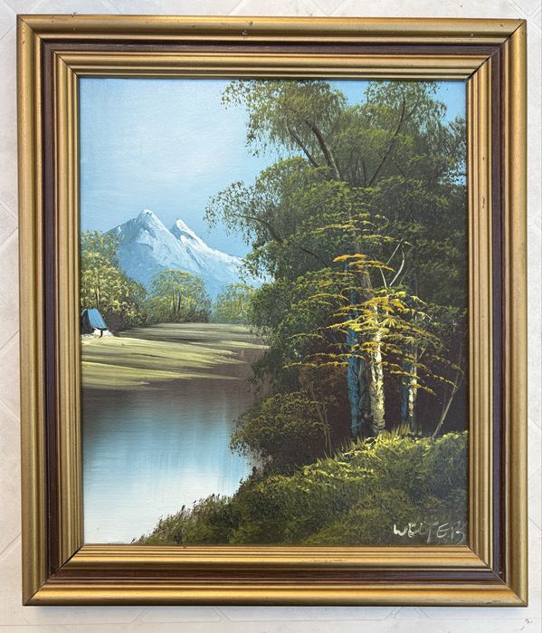 Кл. Планински Пейзаж - Маслена Картина от WELTER(В Рамка и Сертификат)