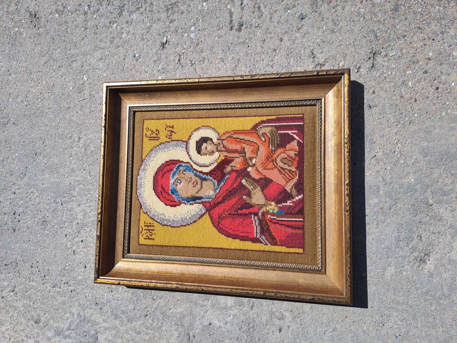 tablou goblen Fecioara Maria cu Pruncul 49/41 cm