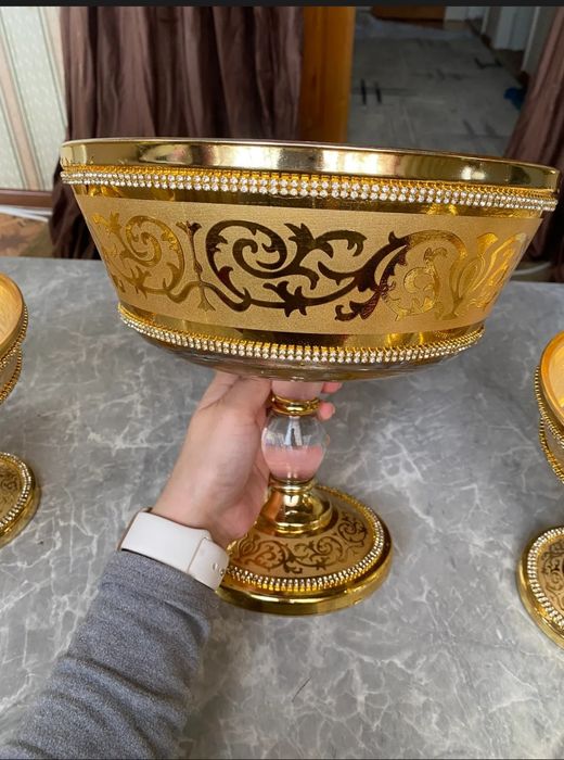 Хрустальная ваза и багема набор