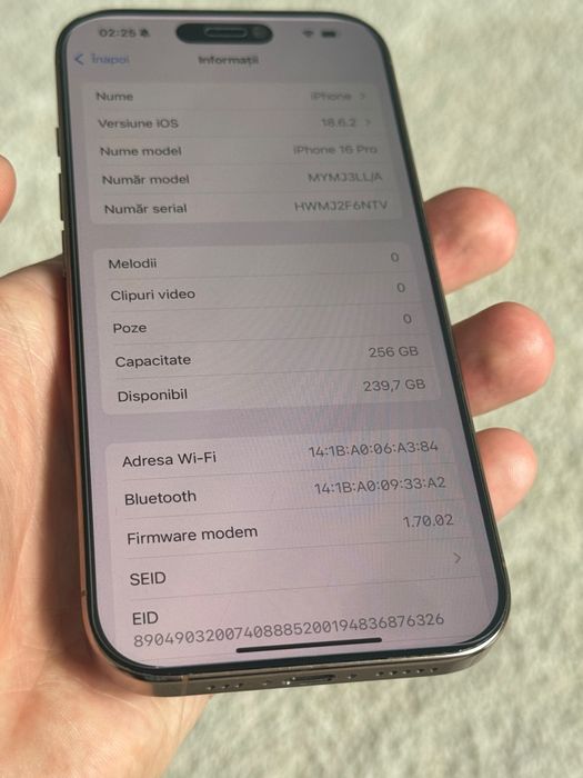 iPhone 16 Pro - 256 GB - 94 VIATA - full box