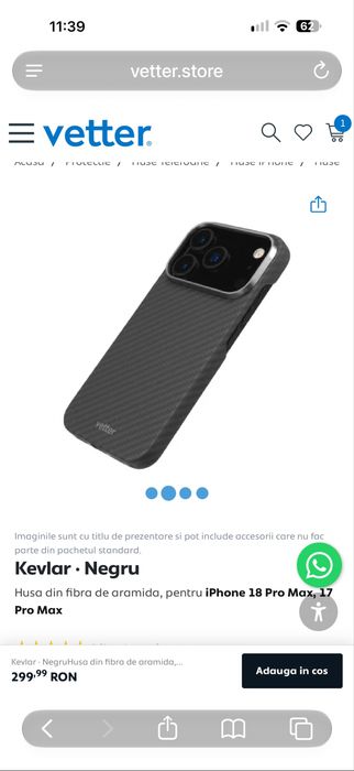 Husa vetter iphone 18/17 pro max KEVLAR