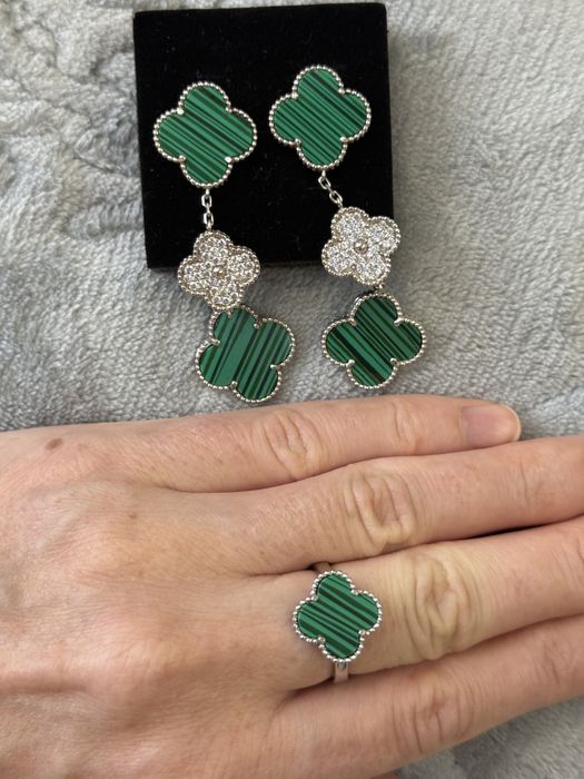 Серьги и кольцо серебро набор