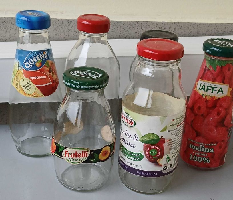 Буркани с винтова капачка; бутилки за сок с винтови капачки