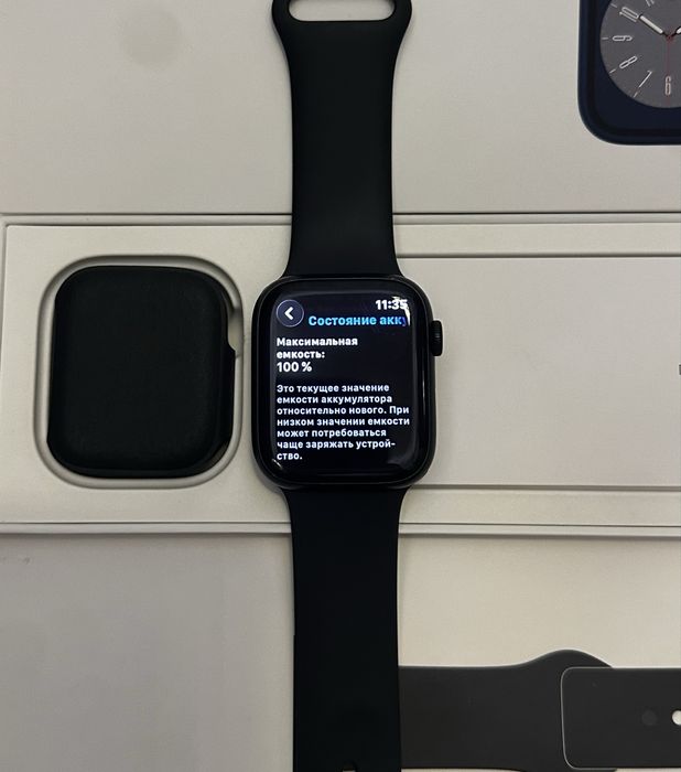 Apple watch 8/45 100% Midnight