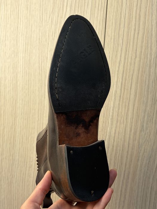 Aigle, premium, vintage, botine chelsea, maro închis
