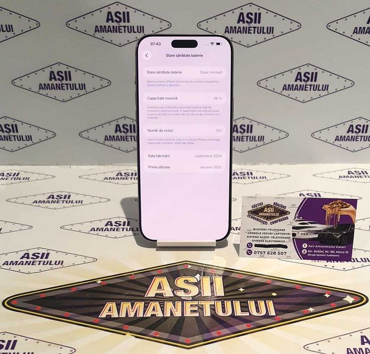 Asii Amanetului - iPhone 16 Pro Max  Natural Titanium , 256gb, 98% baterie