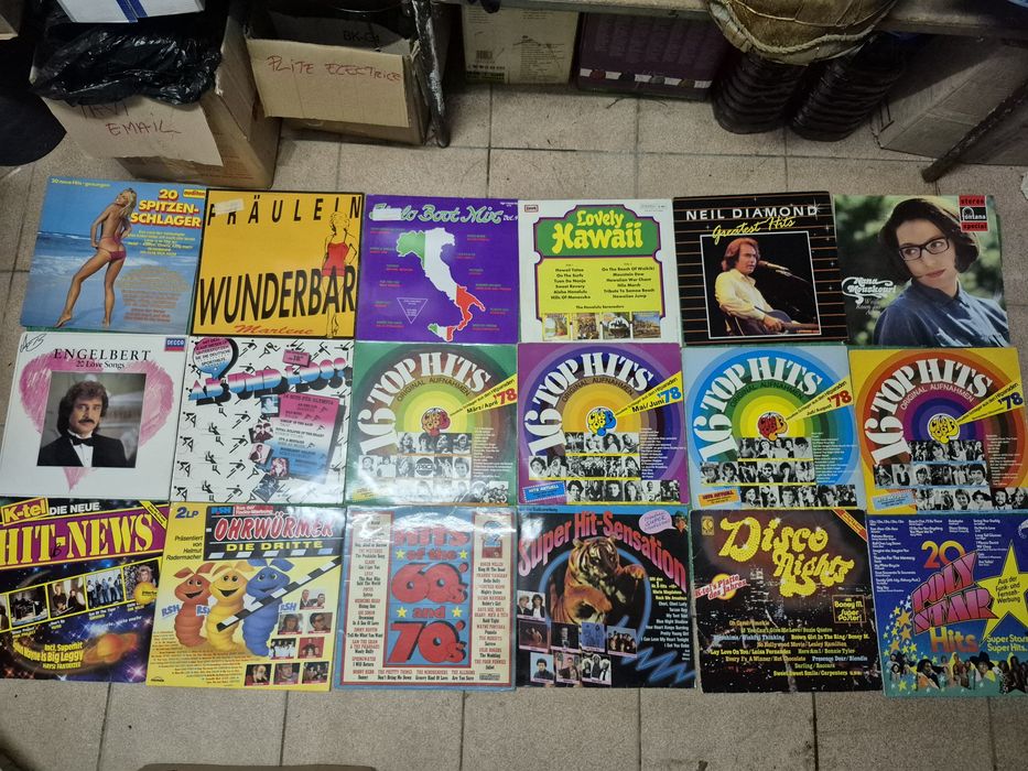 Vand Lot 150 Discuri Vinil colectie  muzica usoara mixta,pentru pick-u