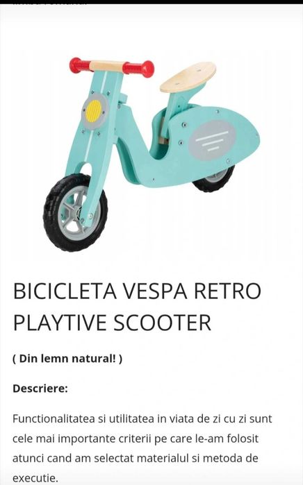 Jucarii copii - Bicicleta din lemn fara pedale Playtive